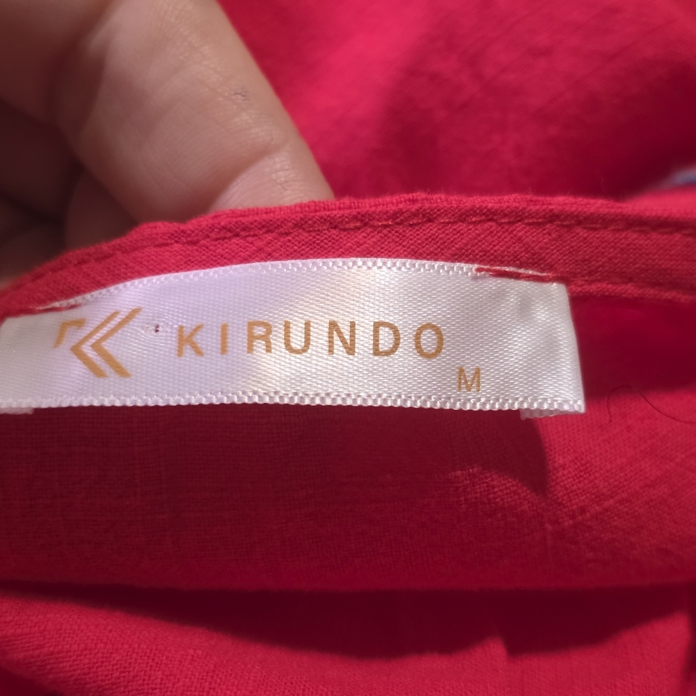 Kirundo Split Neck Sleeveless Embroidered Ruffle Hem Dress Red Size M - Picture 10 of 12